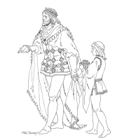 A coloring page of middle ages clothing